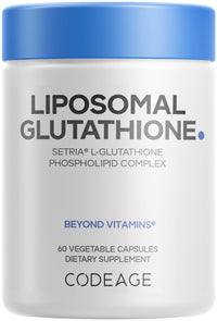 Thumbnail for Codeage Liposomal Glutathione Supplement - Pure Reduced Setria L-Glutathione, Liposomal Delivery, Phospholipid Complex - Encapsulated Glutathione Powder Pills - Vegan, Non-GMO - 60 Capsules