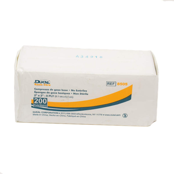 Dukal Economy Gauze Sponges, Non-Sterile, 2" x 2", 8-Ply, Bag of 200