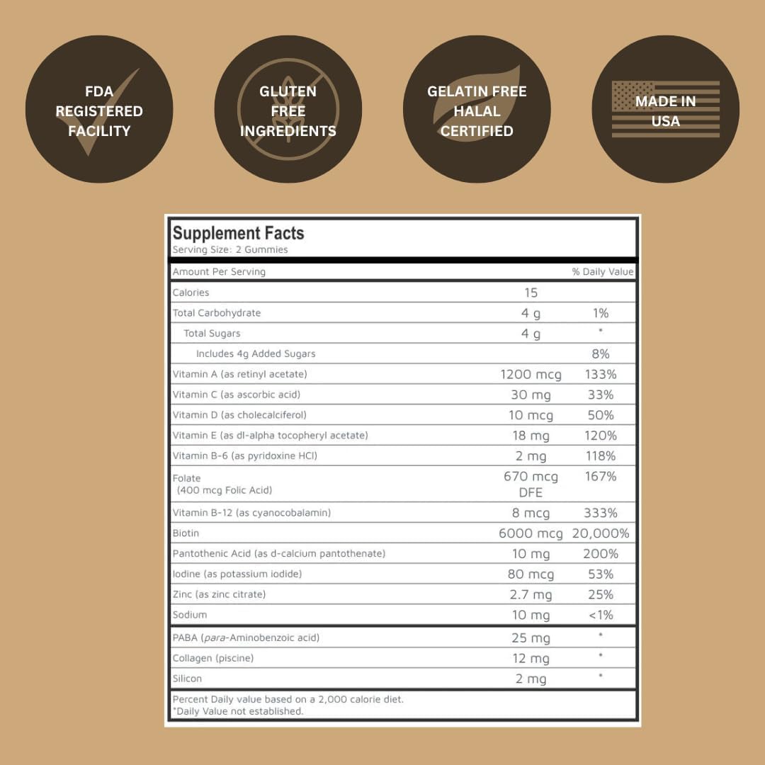 Black Girl Vitamins - Hair, Skin, and Nails Gummies with Biotin (6000 mcg), Zinc, Gelatin Free, Vitamin A, and Vitamin E - Gluten-Free. Made in The USA (Passion Fruit, 60 Count) 30 Day Supply