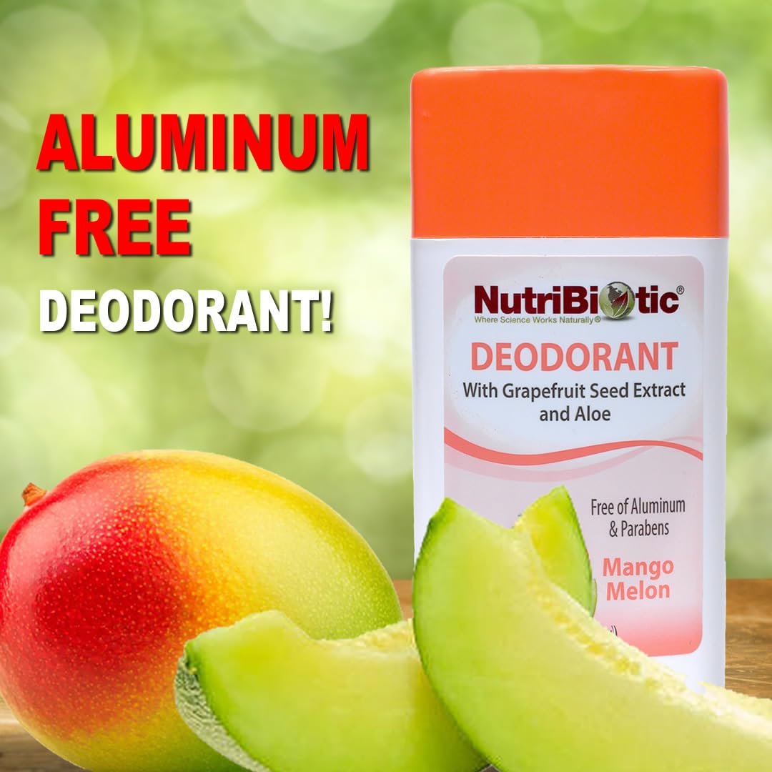 NutriBiotic Mango Melon Deodorant with GSE, 2.6 Ounce Stick | with Witch Hazel, Grapefruit Seed Extract, Aloe & Essential Oils | Vegan & Made without Aluminum, Paraben, Phthalates, Gluten & GMOs