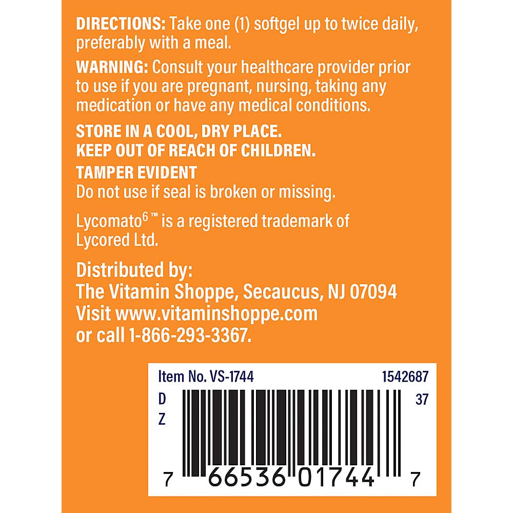 The Vitamin Shoppe Lycopene 10MG, Antioxidant That Supports Cardiovascular, (180 Softgels)