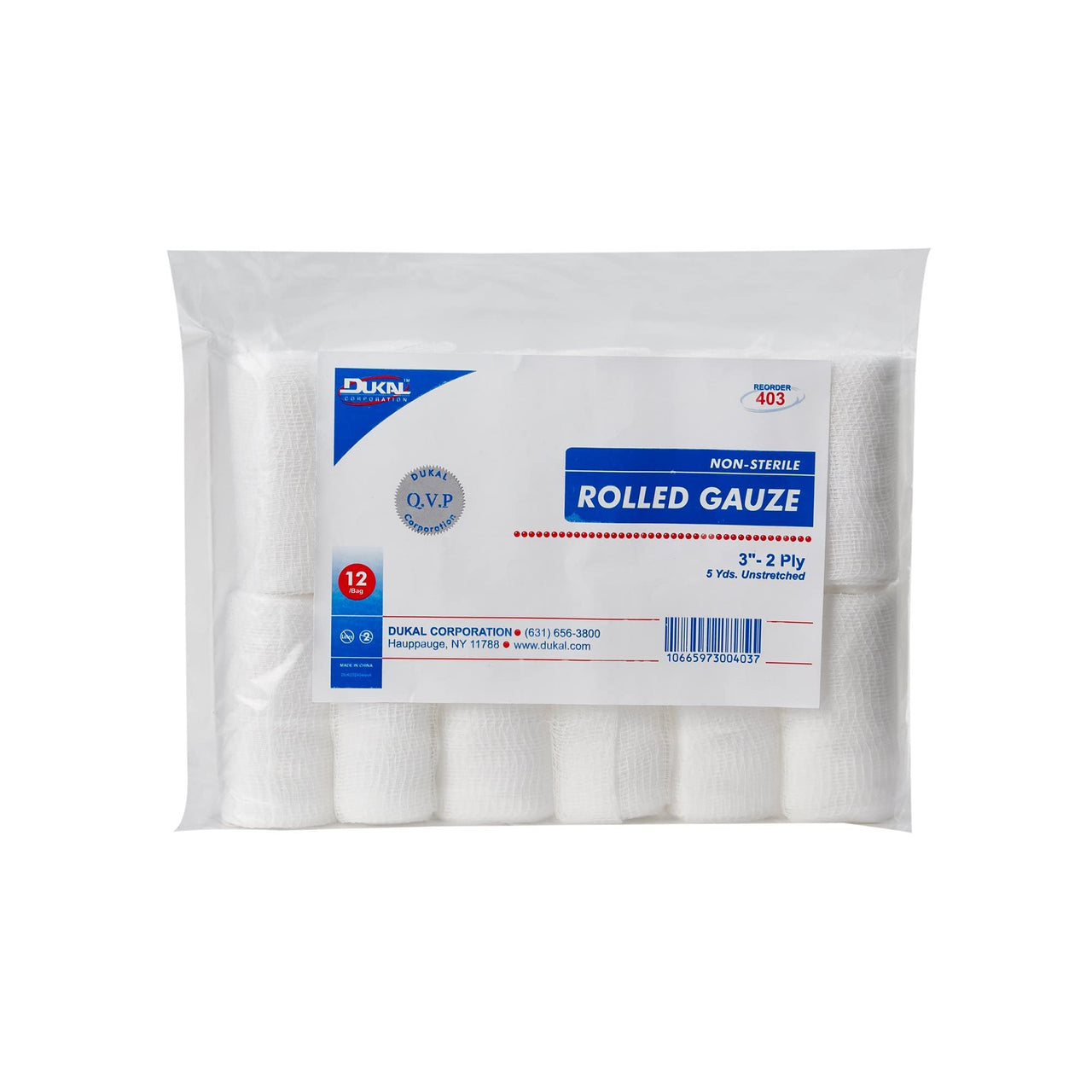 Dukal White Conforming Bandage NonSterile 3" x 5 Yd 403 12 per Bag