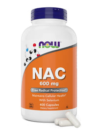 Thumbnail for Now NAC 600 mg, 400 Capsules, N-Acetyl Cysteine with Selenium