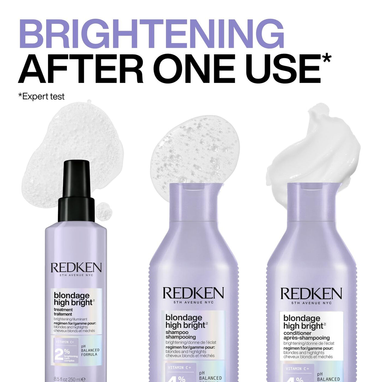 Redken Blondage High Bright Pre Treatment | Brightens and Lightens Color-Treated and Natural Blonde Hair Instantly | Infused with Vitamin C