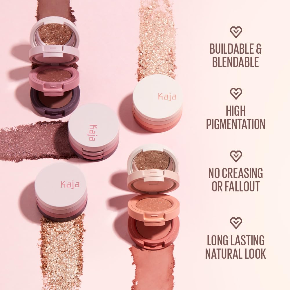 Kaja Beauty Bento Collection - Bouncy Eyeshadow Trio | 16 Peach Madeline | Nude Peach Tone | Vegan, Cruelty free