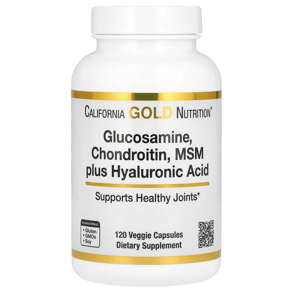 California Gold Nutrition Glucosamine, Chondroitin, MSM Plus Hyaluronic Acid, 120 Veggie Caps