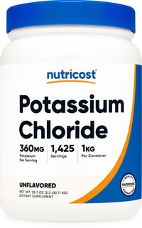 Thumbnail for Nutricost Potassium Chloride Powder 1kg - Gluten Free, Non-GMO