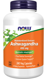 Thumbnail for NOW Foods Ashwagandha Extract 450 mg Vegan, Kosher, Non-GMO - 240 Veg Capsules,