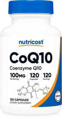 Thumbnail for Nutricost CoQ10 100mg, 120 Vegetarian Capsules, 120 Servings - High Absorption, Vegetarian, Non-GMO, Coenzyme Q10