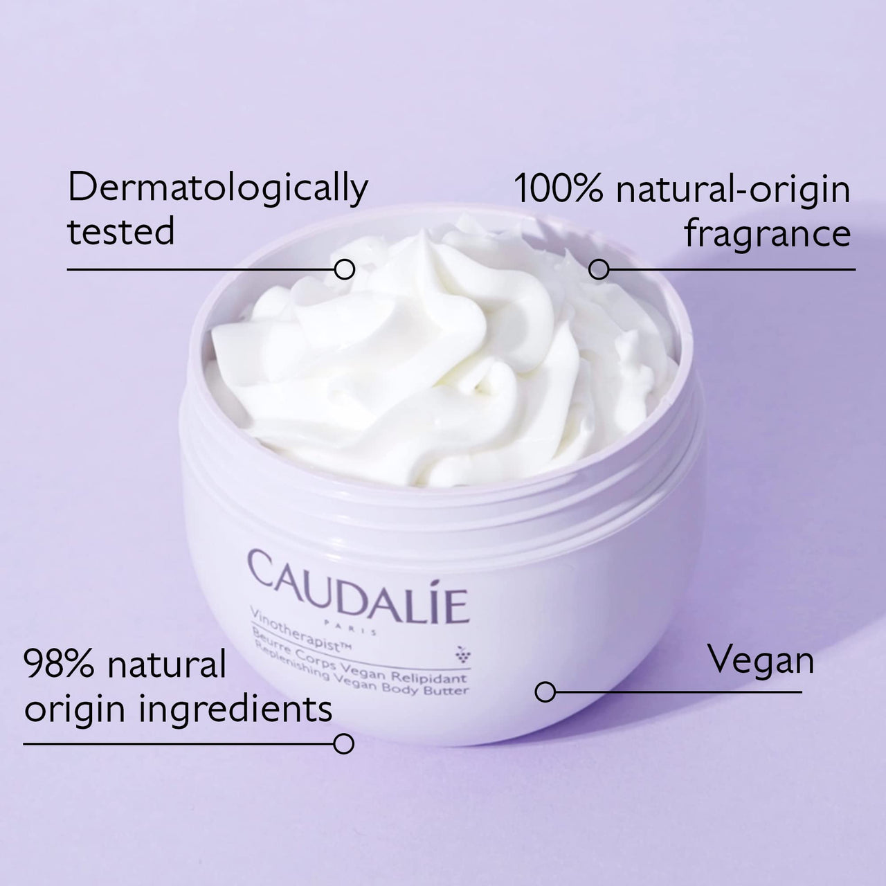 Caudalie Vinotherapist Replenishing Vegan Body Butter with Shea Butter and Grape-seed Oil, Addresses Itching Caused by Eczema and Other Skin Conditions