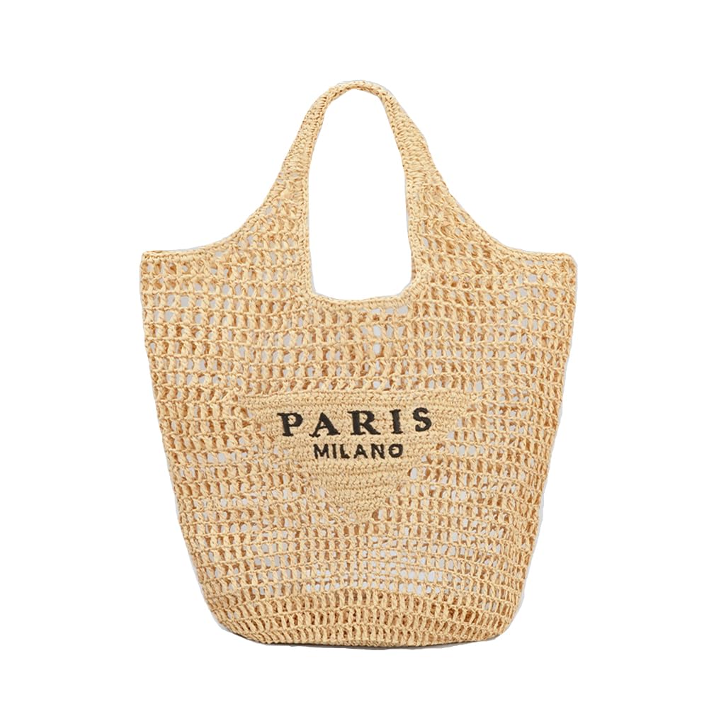 Covelin Women's Handwoven Straw Tote Bag – Lightweight, Large Capacity Boho Beach Bag Khaki