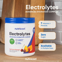 Thumbnail for Nutricost Electrolyte Complex Powder (120 Servings, Fruit Punch) - Hydration Supplement Drink Mix with Vitamins and Minerals