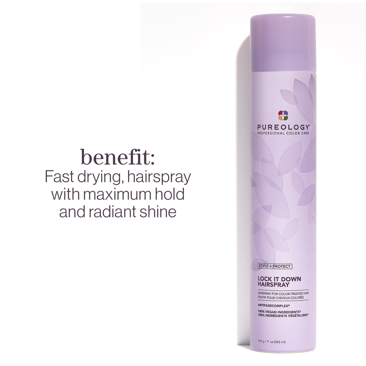 Pureology Style + Protect Lock It Down Hairspray for Color-Treated Hair, Maximum Hold, 2.1 Ounce