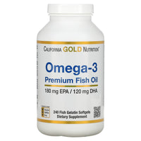 Thumbnail for California Gold Nutrition Premium Fish Oil, Omega-3, 180 mg EPA, 120 mg DHA, Concentrated Triglyceride Form, 240 Fish Gelatin Softgels, 2 Pack