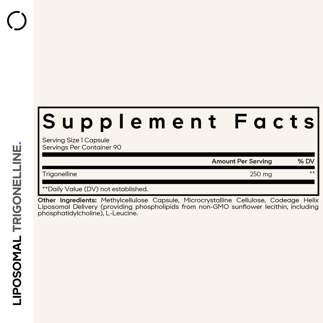Codeage Liposomal Trigonelline - 250 mg Per Capsule - 3-Month Supply - Plant-Based Alkaloid - Liposomal Delivery for Bioavailability - Metabolic Health Support - Vegan Nootropic Non-GMO - 90 Capsules