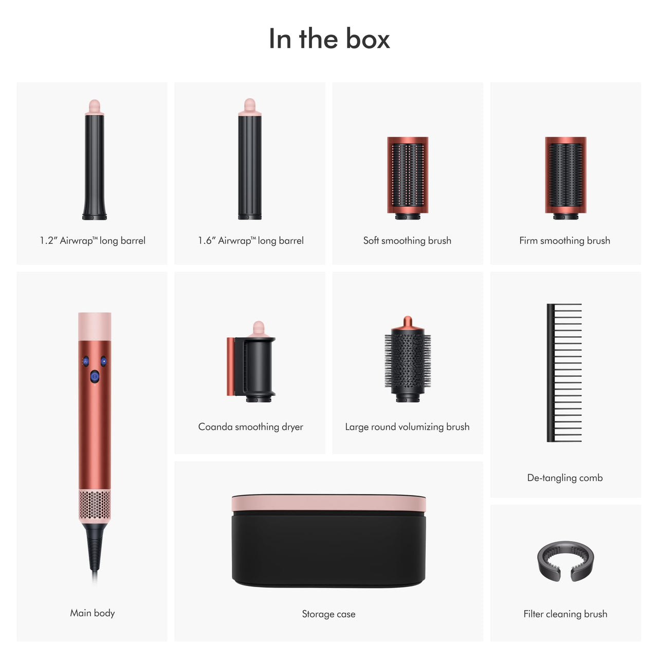 Dyson Special edition Airwrap Complete long multi-styler in Strawberry bronze and blush pink with Detangling comb