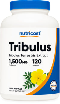 Thumbnail for Nutricost Tribulus Terrestris Extract 1500mg, 240 Capsules - 45% Saponins, 120 Servings, Non-GMO, Gluten Free