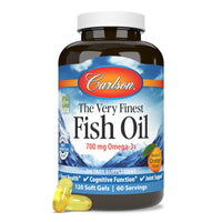 Thumbnail for Carlson - The Very Finest Fish Oil, 700 mg Omega-3s, Norwegian Fish Oil Supplement, Wild Caught Omega 3 Fish Oil, Sustainably Sourced Fish Oil Capsules, Omega 3 Supplement, Orange, 120 Softgels
