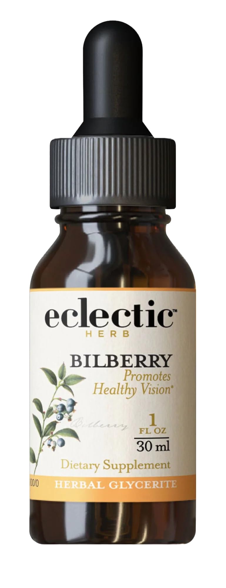 Eclectic Herb - Bilberry Liquid Herbal Glycerite | Vision Support Supplement | Vision Health & Cardiovascular Support | Concentrated, Alcohol-Free, Organic, Vegan, Non GMO (1 fl oz | 30 ml)