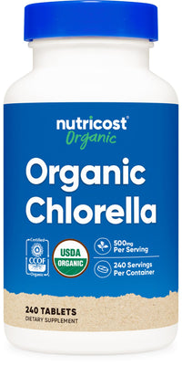 Thumbnail for Nutricost Organic Chlorella 500mg, 240 Tablets - Gluten Free, Non-GMO