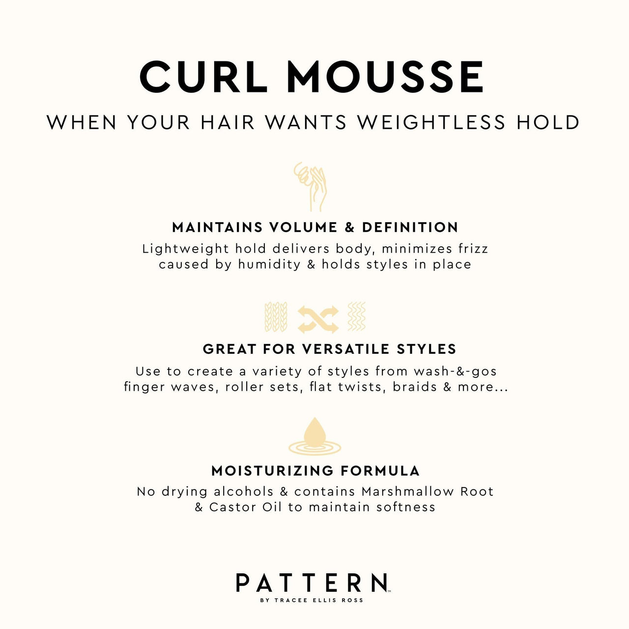PATTERN Beauty by Tracee Ellis Ross Curl Mousse 8 fl oz- Volume and Hold for Curly Hair 3a-4c