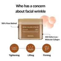 Thumbnail for MEDIHEAL Retinol Collagen Lifting Pad - Vegan Face Hypoallergenic Pads with Retinol, Collagen - Lifting Pads for Enhancing Skin Texture Firmness 100 Pads