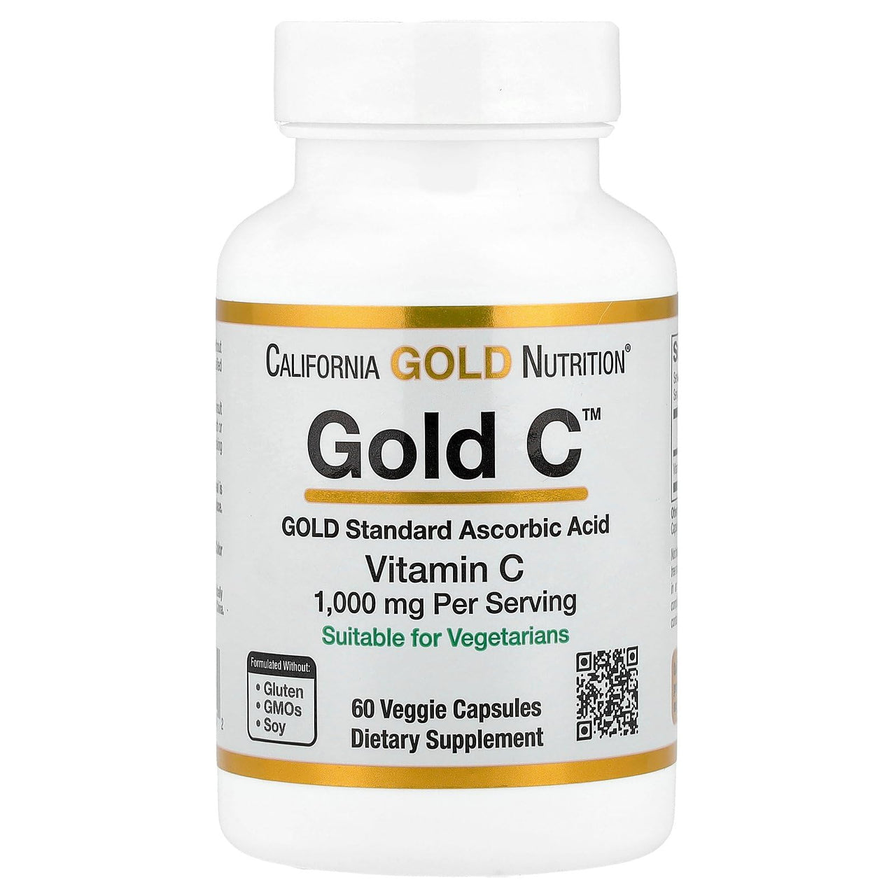 California Gold Nutrition Gold C™, USP Grade Vitamin C, 1,000 mg, 60 Veggie Capsules