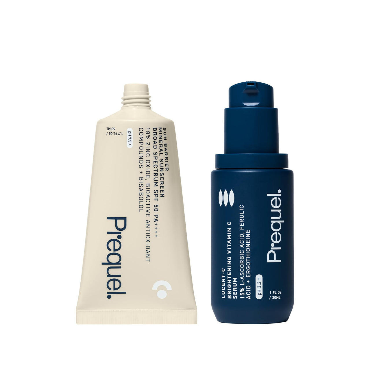 Prequel Skin Sun Barrier Mineral Sunscreen & Lucent-C, Vitamin C Serum