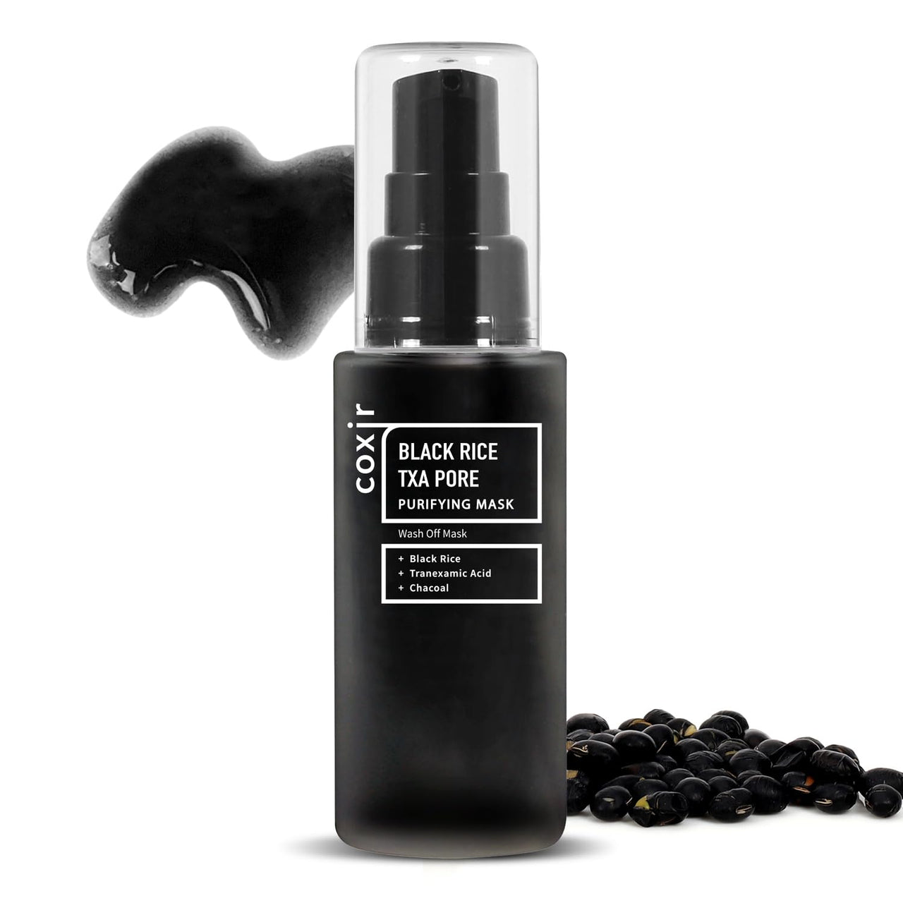 coxir BLACK RICE TXA PORE PURIFYING MASK l Tranexamic Acid, 3-in-1 Detox Serum Mask l Pore, Cleansing, Toning l Hydrating Wash Off Mask for Blackhead, Korean Skin Care[50ml/1.69 fl.oz]