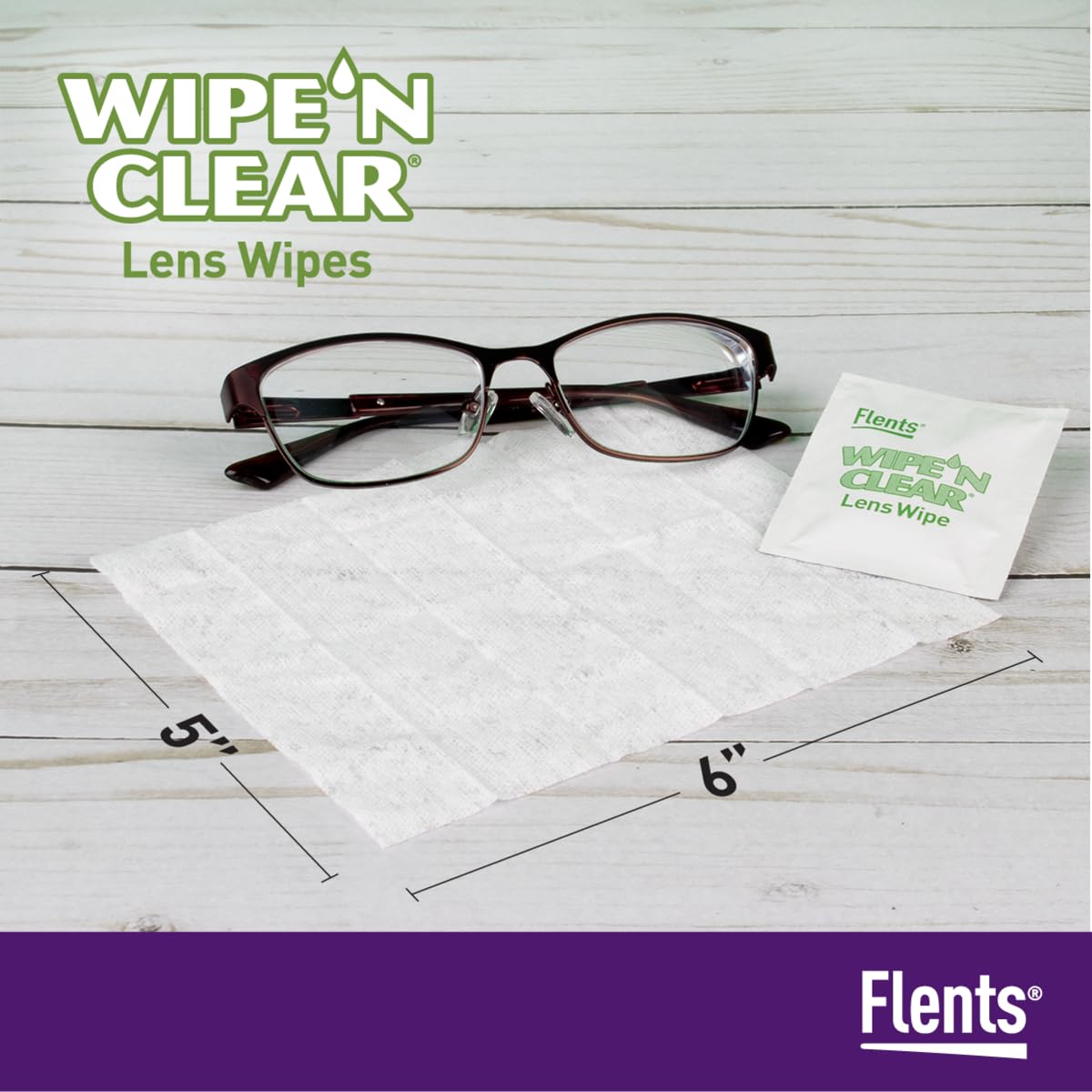 Flents Wipe â€™N Clear Biodegradable Lens Wipes, 225 Count Pre-Moistened Eyeglass Cleaner Wipes for Glasses, Screens, and Lenses, Anti-Streak, Quick Dry, Individually Wrapped