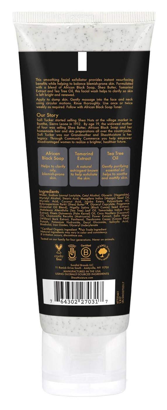 SHEA MOISTURE African Black Soap Facial Wash & Scrub 4 Ounce (Pack of 2)