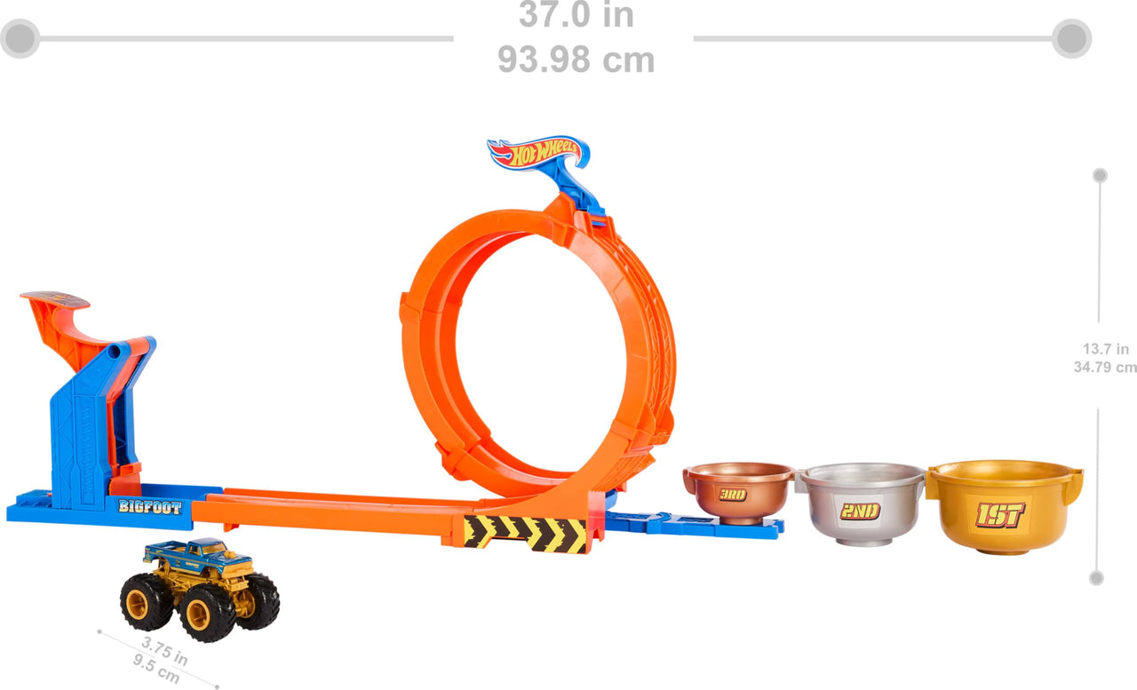 Hot Wheels Monster Trucks Loop-and-Flip Trophy Challenge Playset
