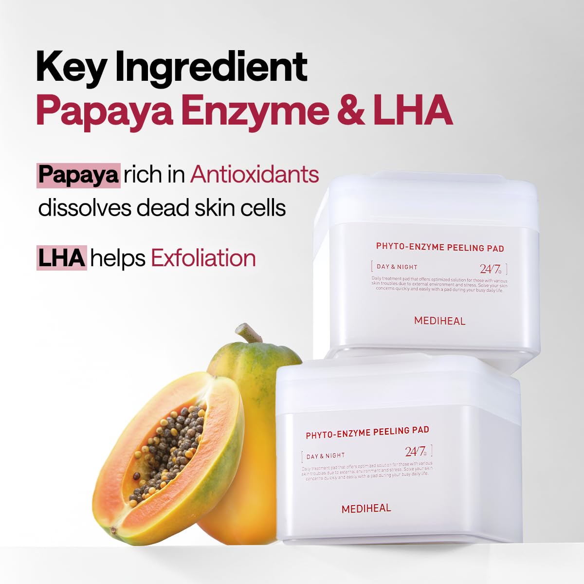 MEDIHEAL Toner Pads [Phyto Enzyme] - Exfoliating Peeling Pad with LHA & Papaya Enzyme - Pore Tightening & Sebum Control - Vegan Micro Embossed Non-Sensitive Pad (90 Count)