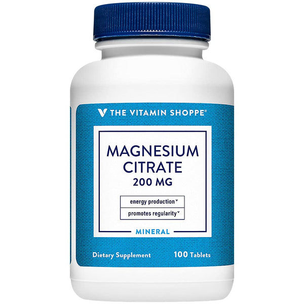 The Vitamin Shoppe Magnesium Citrate 200MG - Muscle Relaxation, Bone Health & Energy Production, Highly Absorbable (100 Tablets)