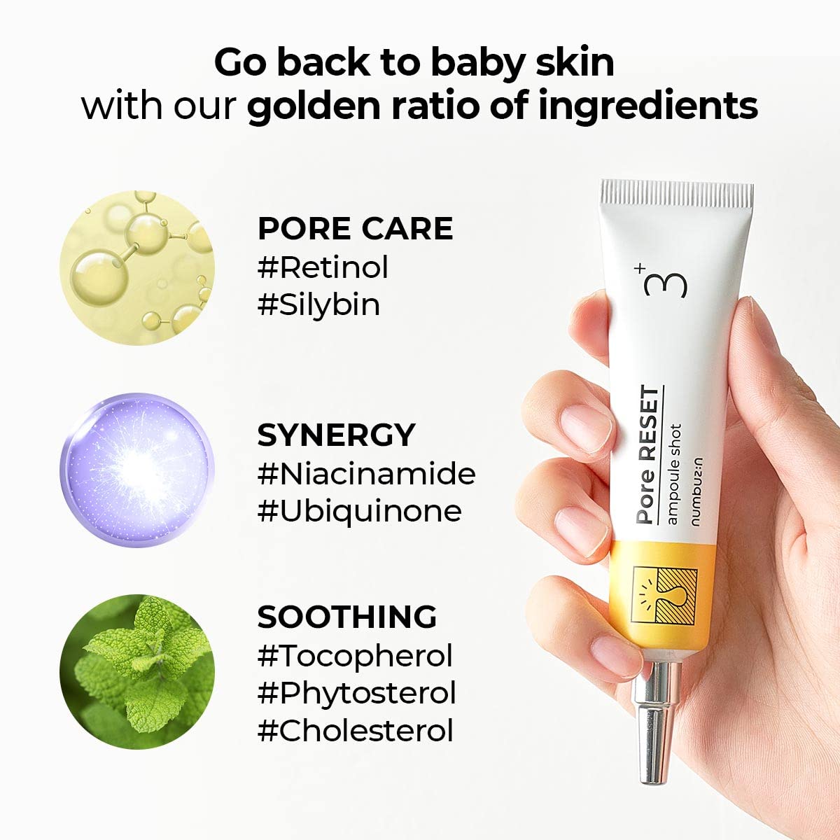 numbuzin No.3 Pore Reset Ampoule Shot | Retinol, Silybin, Niacinamide, Adenosine, Saggy Pores, Excess Sebum | Korean Skin Care for Face, 0.25 fl oz