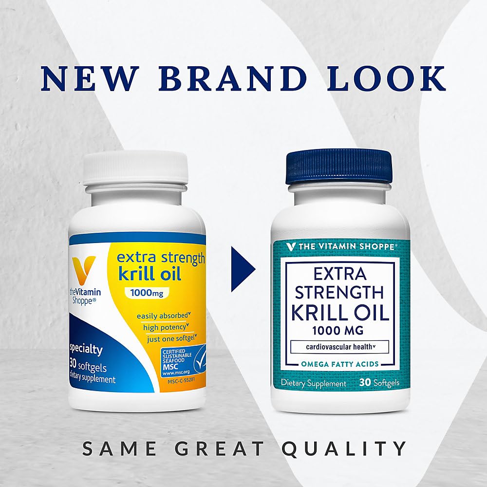 The Vitamin Shoppe Extra Strength Krill Oil - MSC Certified Sustainable - 1,000 MG (30 Softgels)
