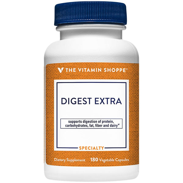 The Vitamin Shoppe Digestive Enzymes - Complete Multi-Enzyme Formula | Protein Fat Carb Digestion | 180 Vegetable Capsules | Plant-Based