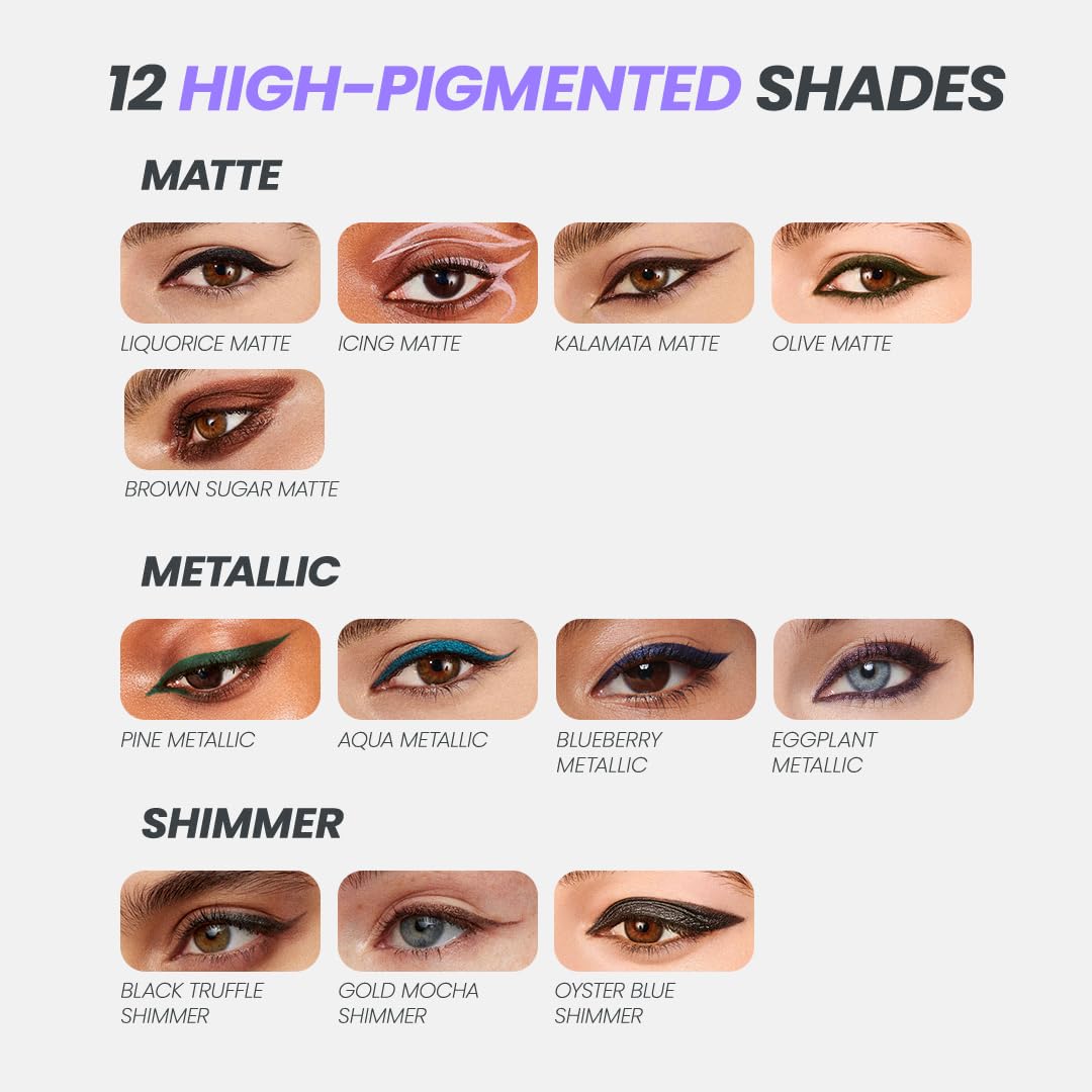 Wonderskin Eyeliner Pencil, 1440 Longwear Black Glitter Eyeliner Pencil - Waterproof, Sharpenable & Smudge Proof (Black Truffle)