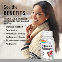 Thumbnail for SOLARAY Vitamin C & Echinacea Root | Healthy Immune System Support w/ 500 mg VIT C & 300 mg Echinacea Per Capsule | Non-GMO & Vegan | 60 VegCaps