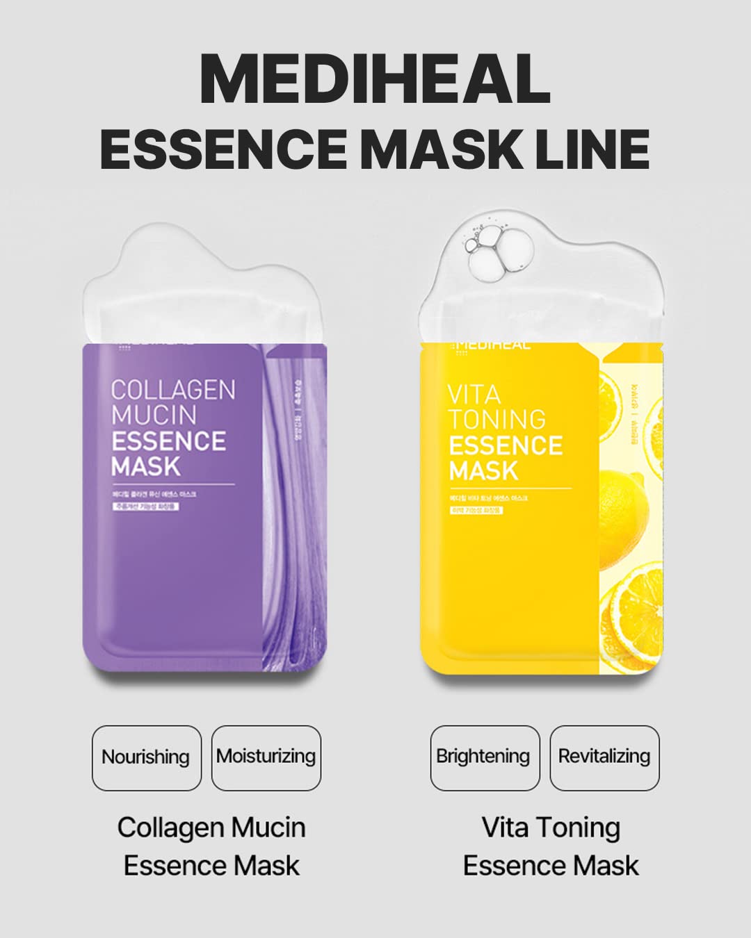 Mediheal Vita Toning Essence Mask, Revitalizing & Balancing Facial Sheet Mask for Dull Skin, Vita Complex and Niacinamide, Eco-Friendly & Hypoallergenic Cellulose Sheet 15 Sheet