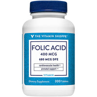 Thumbnail for The Vitamin Shoppe Folic Acid 400MCG, Supports Prenatal Fetal (300 Tablets)