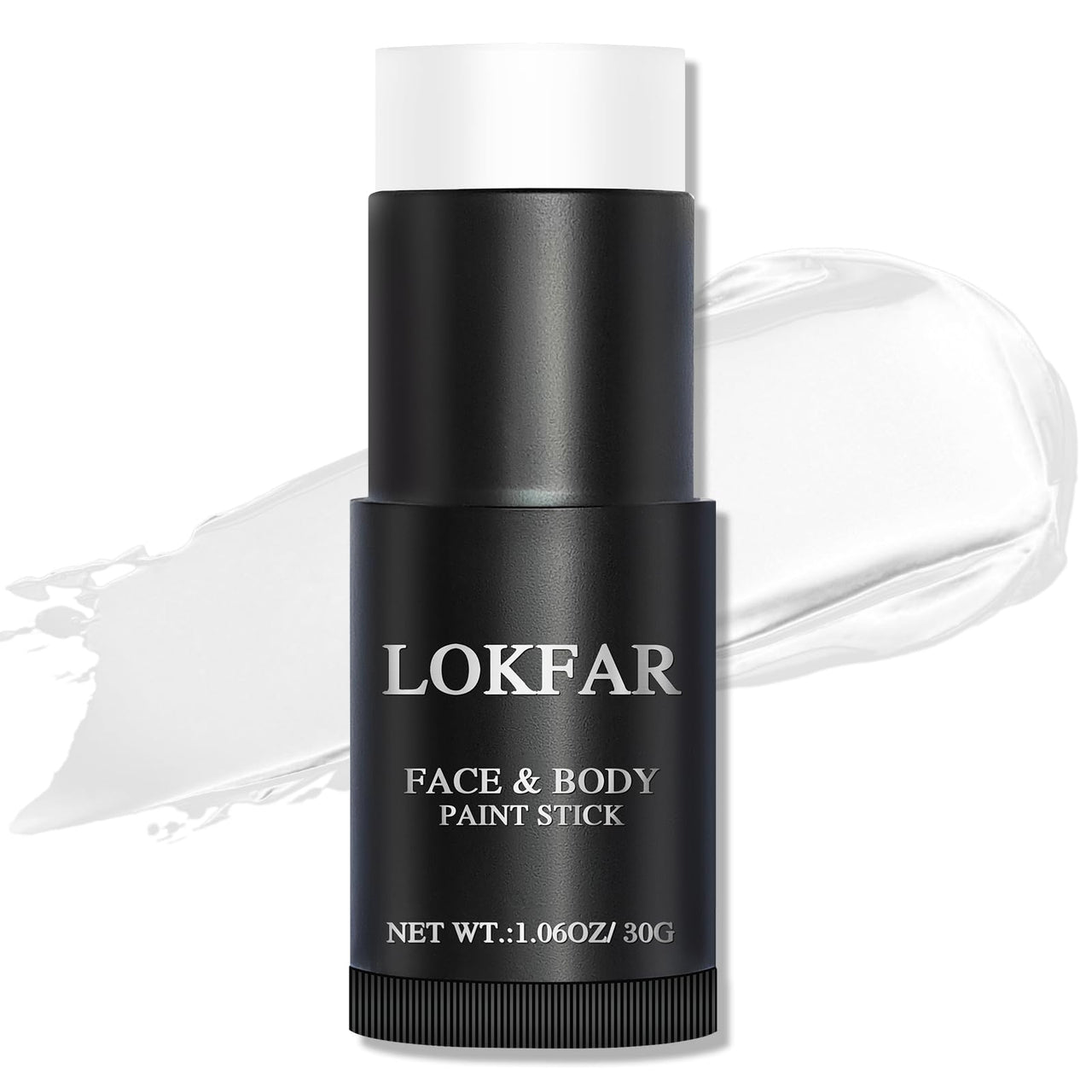 LOKFAR White Face Body Paint Stick, Eye Black Stick for Sports, Waterproof Full-Coverage White Foundation Face Makeup for Halloween Zombie Clown Vampire Skeleton Skull Joker Goth Cosplay Makeup
