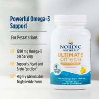 Thumbnail for Nordic Naturals Ultimate Omega in Fish Gelatin, Lemon Flavor - 60 Soft Gels - 1280 mg Omega-3 - High-Potency Fish Oil Supplement - EPA & DHA - Promotes Brain & Heart Health - Non-GMO - 30 Servings