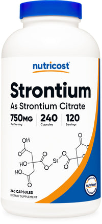 Thumbnail for Nutricost Strontium Capsules 750mg, 240 Capsules - Vegetarian, Non-GMO, Gluten Free