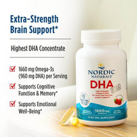 Thumbnail for Nordic Naturals DHA Xtra, Strawberry - 90 Soft Gels - 1660 mg Omega-3 - High-Intensity DHA Formula for Brain & Nervous System Support - Non-GMO - 45 Servings