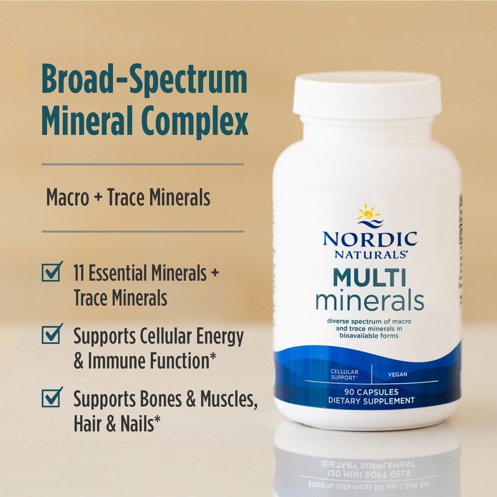 Nordic Naturals Multi Minerals, Unflavored - 90 Capsules - 11 Essential Minerals - Optimal Health & Wellness - Certified Vegan - Non-GMO - 30 Servings