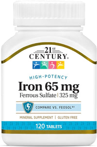 Thumbnail for 21st Century Iron 65 mg Ferrous Sulfate 325 mg Tablets, 120 Count