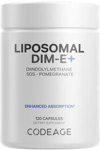 Thumbnail for Codeage Liposomal DIM Supplement - 4 Months Supply of DIM Vitamins and SGS, Pomegranate, Broccoli, Vitamin E Isomers Tocopherols Alpha Beta Gamma Delta - Liposomal Formula - Gluten-Free - 120 Capsules