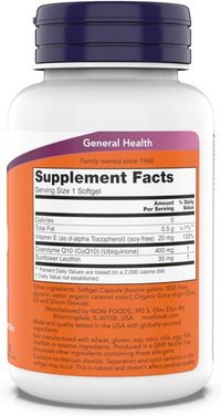 Thumbnail for NOW Foods Supplements, CoQ10 400 mg, Pharmaceutical Grade, All-Trans Form Produced by Fermentation, 90 Softgels