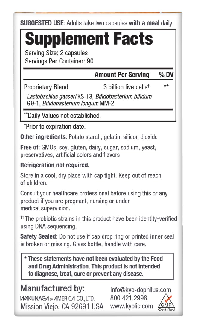 Kyolic Kyo-Dophilus Daily Probiotic, Immune Health & Digestive Support*, 180 Capsules